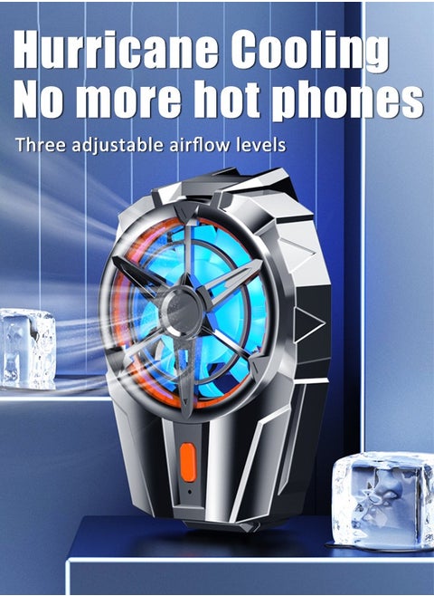 Cell Phone Cooler USB Rechargeable, Mobile Phone Radiator for Playing Games Watching Videos with LED Light, Cooler Controller Compatible for Universal Smartphone