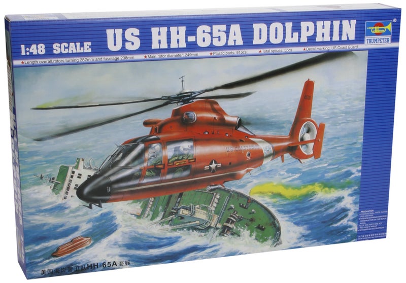 Trumpeter 148 HH65A Dolphin Search and Rescue US Coast Guard Helicopter Model Kit - Image 2