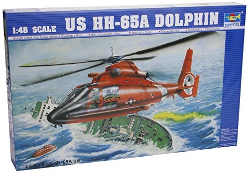 Trumpeter 148 HH65A Dolphin Search and Rescue US Coast Guard Helicopter Model Kit - Image 1