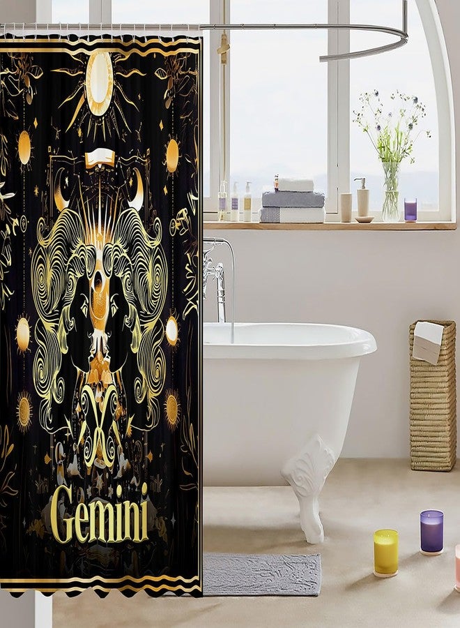 Feelyou Kids Twelve Constellations Shower Curtain 72"x72" Gemini Bath Curtain Western Astrology Zodiac Bathroom Shower Curtain Set Bohemian Kids Bathroom Accessories - Image 3