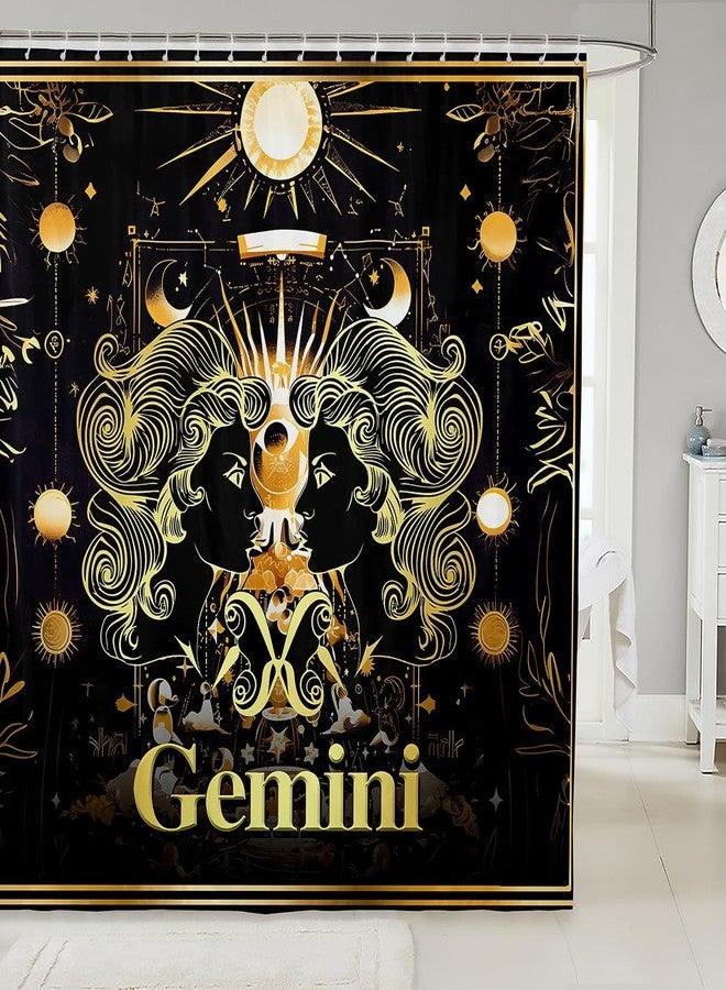 Feelyou Kids Twelve Constellations Shower Curtain 72"x72" Gemini Bath Curtain Western Astrology Zodiac Bathroom Shower Curtain Set Bohemian Kids Bathroom Accessories - Image 1