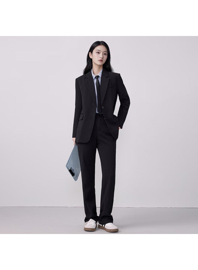 Teluoman Black Women's Suit Set Professional Formal Interview Outfit Spring Autumn High-end Women's Blazer - Image 1