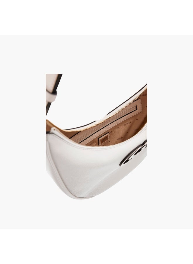 GUESS حقيبة هوبو كتف منقوشة باللون الأبيض للنساء - Image 3