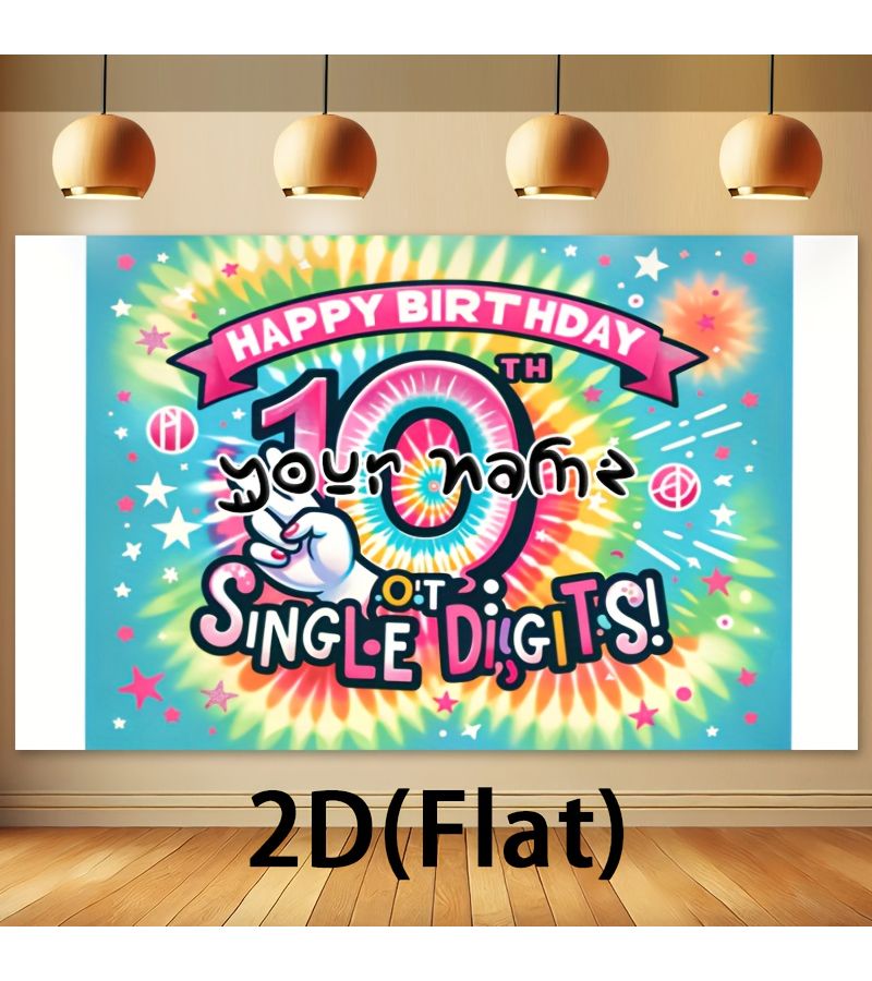 Custom 1pc Personalized Large Banner Background For Birthday Celebrations Happy 10th Birthday Elegant Blue Backdrop Sun And Star Elements Printed Versatile Party Wall Tapestry 100x150cm 39.3x59.1inch
