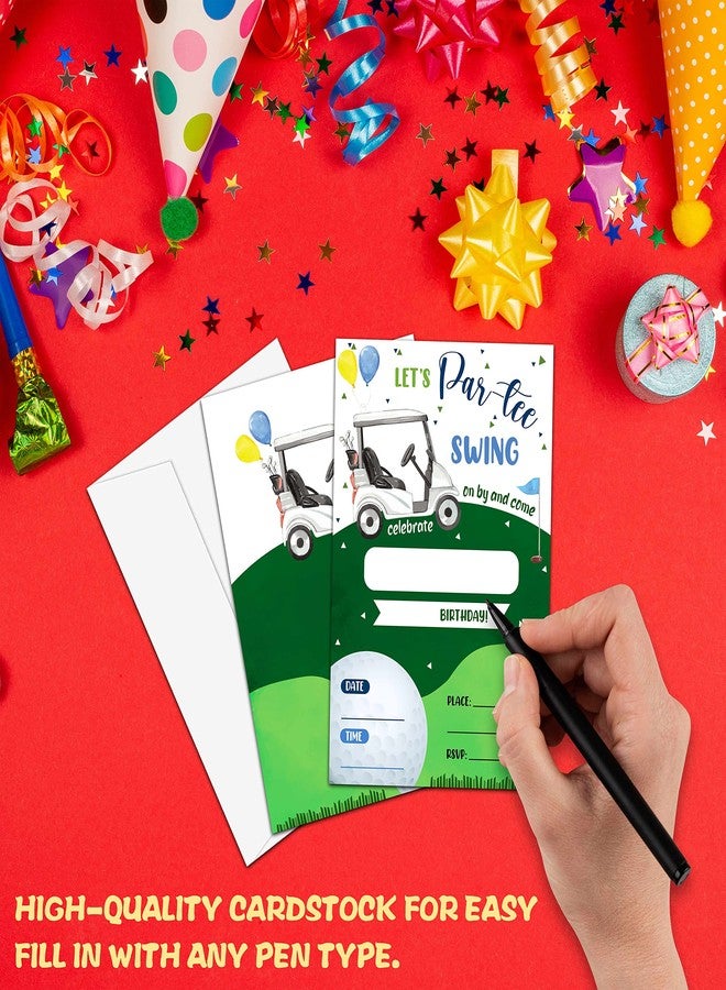 Levitatinyear Golf Theme Birthday Party Invitation, Let's Par-Tee Fill-In Invites For Man & Woman, 20 Invitations With Envelopes(4" X 6")，Adults Party Favors Decoration And Supplies-04 - Image 3