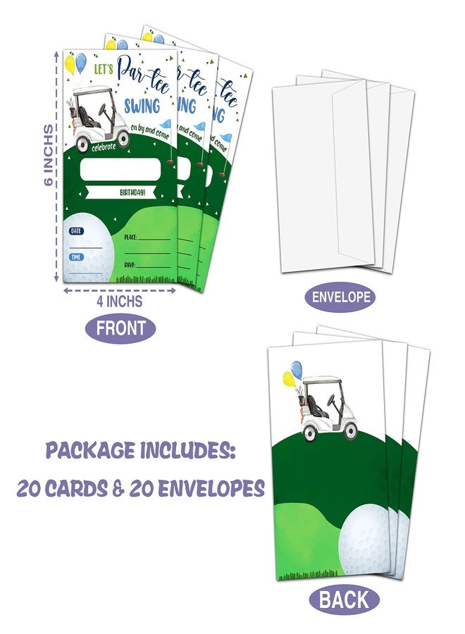 Levitatinyear Golf Theme Birthday Party Invitation, Let's Par-Tee Fill-In Invites For Man & Woman, 20 Invitations With Envelopes(4" X 6")，Adults Party Favors Decoration And Supplies-04 - Image 4