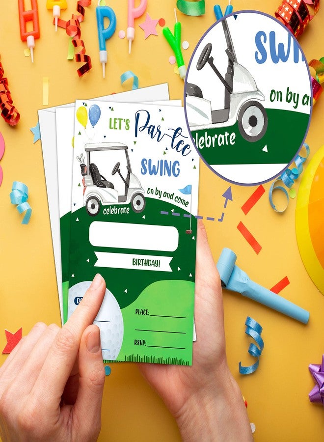 Levitatinyear Golf Theme Birthday Party Invitation, Let's Par-Tee Fill-In Invites For Man & Woman, 20 Invitations With Envelopes(4" X 6")，Adults Party Favors Decoration And Supplies-04 - Image 5