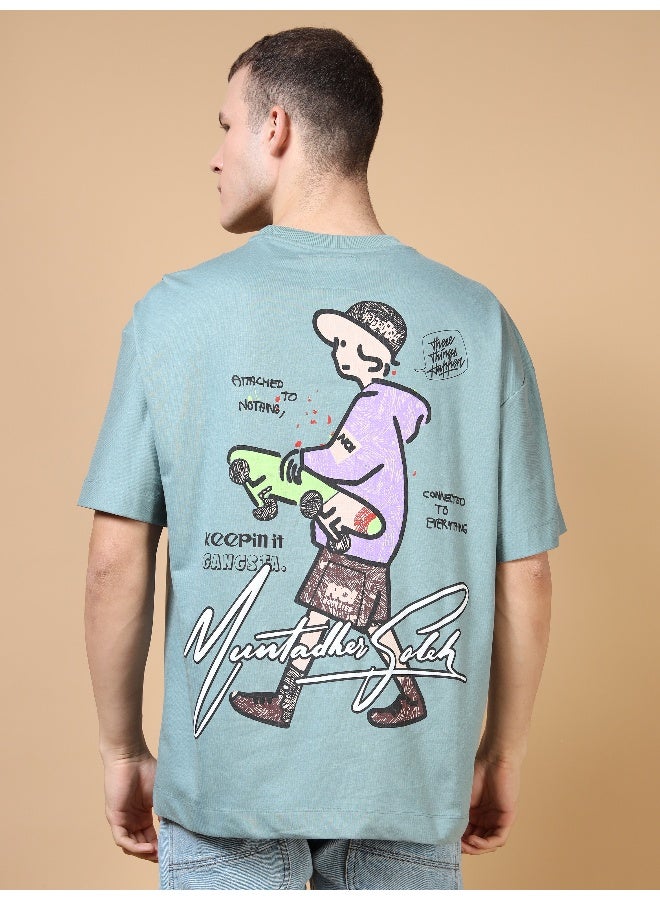QUCO Blue Oversized T-Shirt for Men - Image 3
