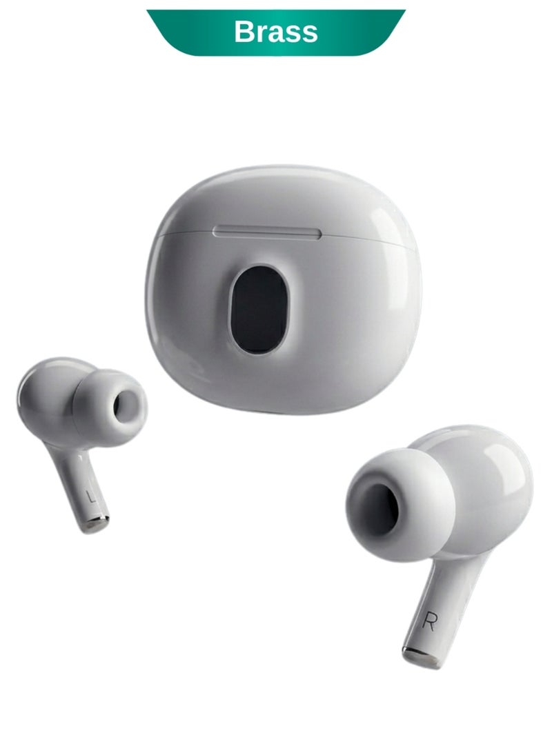Brass سماعات أذن لاسلكية BRASS AIR90، صوت جهير قوي، سماعات بلوتوث مزودة بميكروفون، سماعات لاسلكية حقيقية، علبة شحن، سماعات ستيريو لأجهزة أندرويد وآيفون، مناسبة للصالات الرياضية والسفر - Image 1