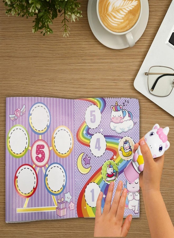 BeFunky Sticker Stamper with 100+ Stickers for Kids, Arts and Crafts Sticker Book for Toddlers, Creative Play Travel Toy for Toddlers Girls Boys Age 3 4 5 6 7+ Years Old (Unicorn) - Image 2