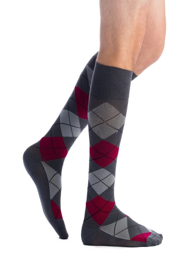 EvoNation Men & Women Knee High 15-20 mmHg Graduated Compression Argyle Socks – Moderate Pressure Compression Garment - Image 1