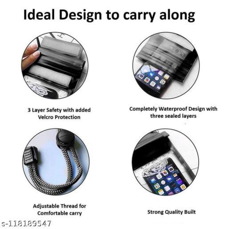 BELOXY Waterproof Sealed Mobile Pouch PVC Transparent Rain Protection Mobile Cover 7 inch Phone (5) (Pack of 4) - Image 2