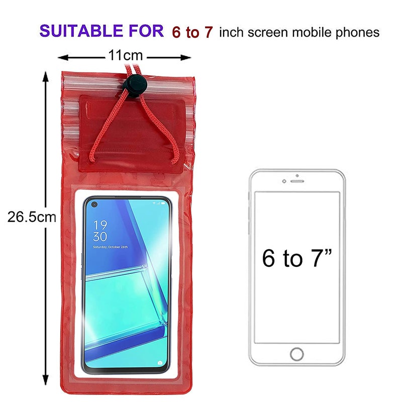 BELOXY Waterproof Sealed Mobile Pouch PVC Transparent Rain Protection Mobile Cover 7 inch Phone (5) (Pack of 4) - Image 1