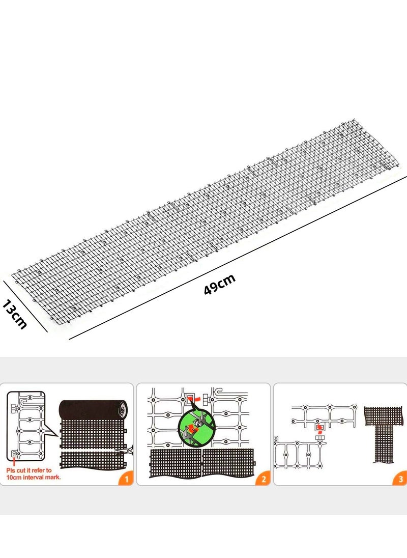 10 Pcs Anti Cat Spikes Cat Scat Mat Indoor Outdoor Deterrent Pad With Stirp Pet Deterrent Net Cat Repellent Mat With 5 U-Shaped Pegs For Garden Fence