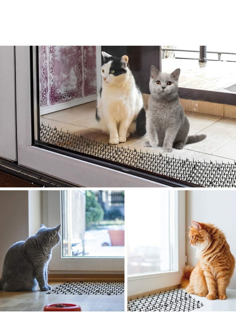 10 Pcs Anti Cat Spikes Cat Scat Mat Indoor Outdoor Deterrent Pad With Stirp Pet Deterrent Net Cat Repellent Mat With 5 U-Shaped Pegs For Garden Fence