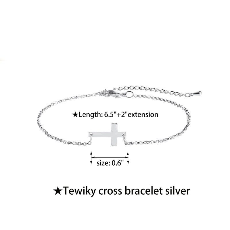 Tewiky Cross Bracelet for Women Dainty 14k Gold Plated Cubic Zirconia Cute Tiny Bracelet Confirmation Gifts for Women - Image 5