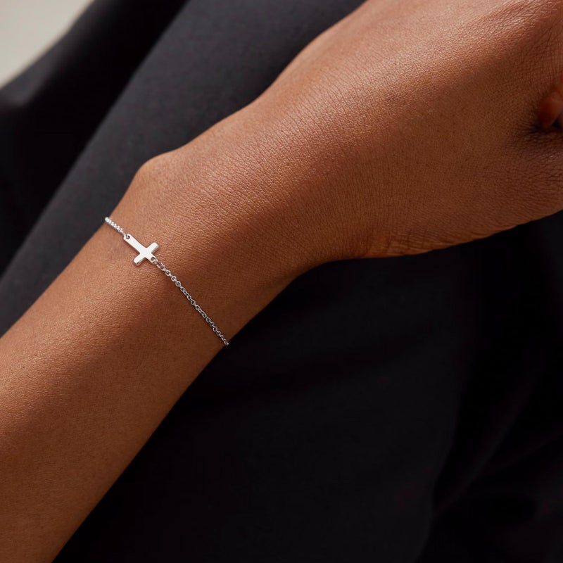 Tewiky Cross Bracelet for Women Dainty 14k Gold Plated Cubic Zirconia Cute Tiny Bracelet Confirmation Gifts for Women - Image 4
