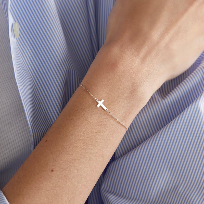 Tewiky Cross Bracelet for Women Dainty 14k Gold Plated Cubic Zirconia Cute Tiny Bracelet Confirmation Gifts for Women - Image 3