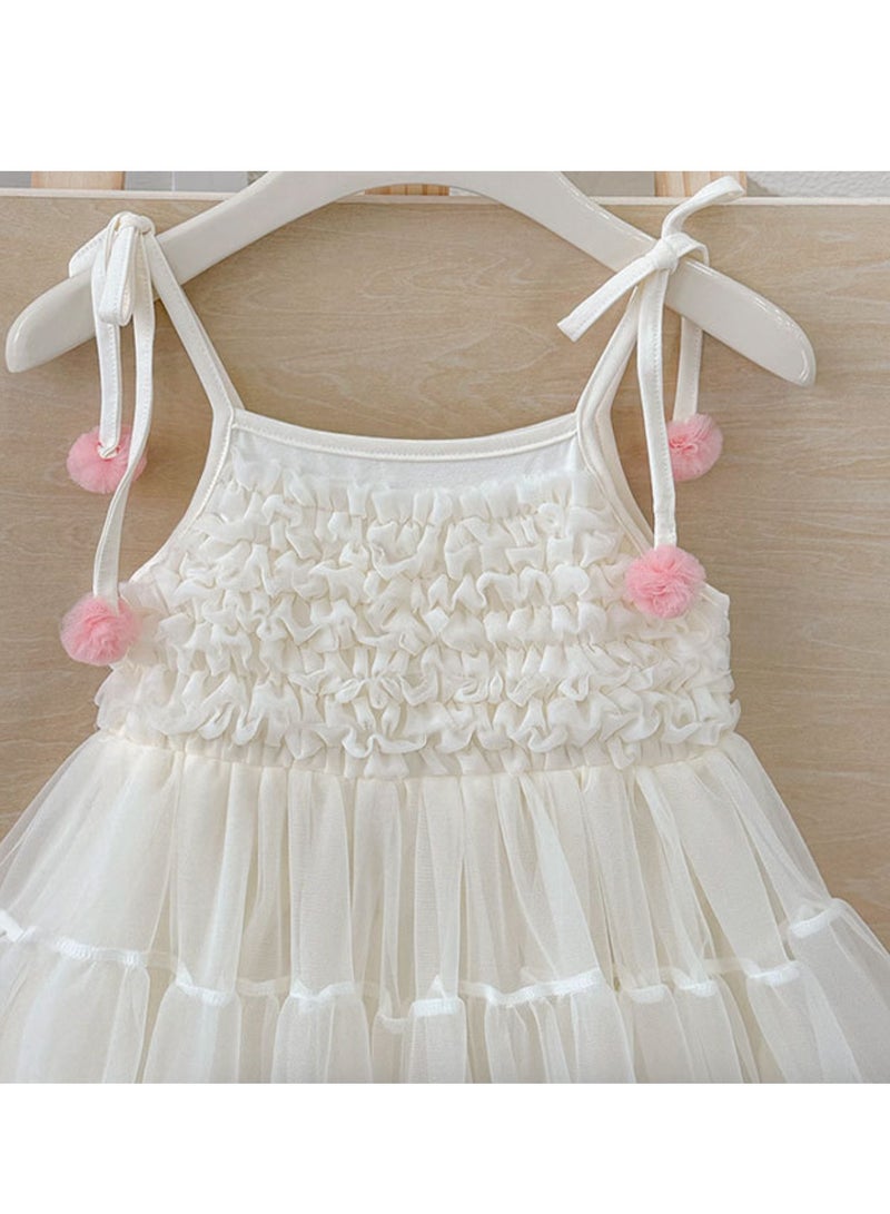 White Ruffled Bodice Tulle Princess Dress with Rainbow Hem for Toddler Girls, Perfect for Birthday Parties, Photo Shoots & Special Occasions, Fits Height 83–90 cm (1–2 Y, 9–12 kg), Soft Polyester  - Image 5