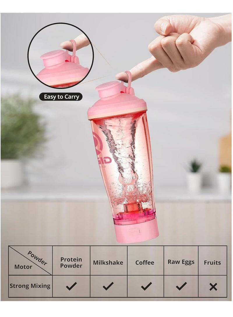 RIGID FITNESS Electric Protein Shaker Bottle, 100% Leakproof Mixer, USB Rechargeable Blender Bottles, Shaker Bottles for Protein Mixes, Made with Tritan Safe Material, Free BPA, 650ml (Pink)  - Image 3