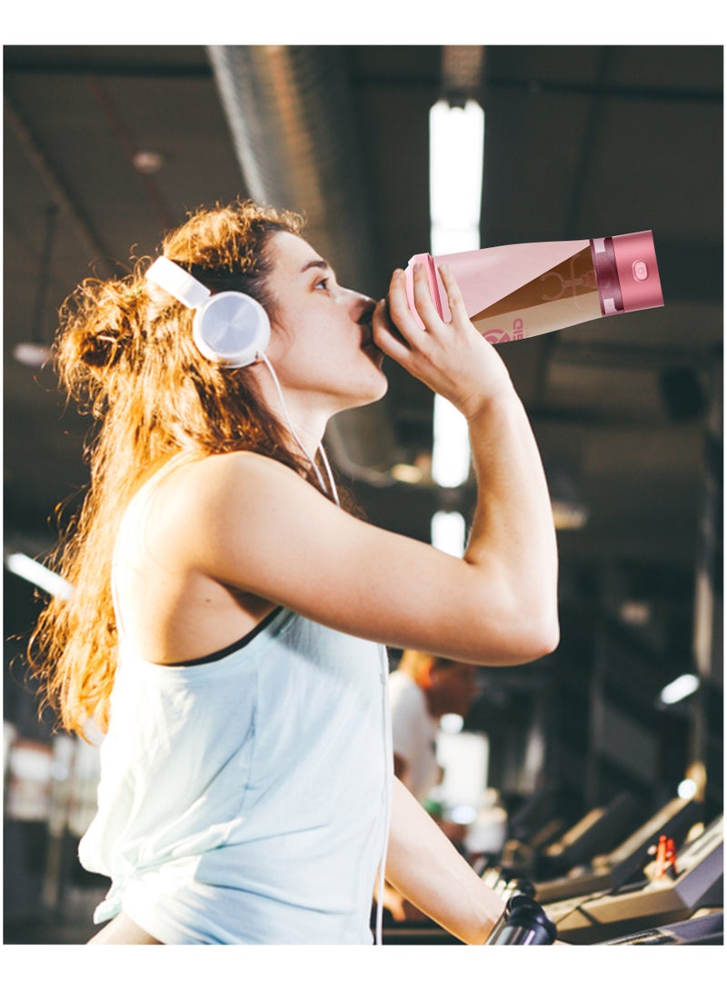 Electric Protein Shaker Bottle, 100% Leakproof Mixer, USB Rechargeable Blender Bottles, Shaker Bottles for Protein Mixes, Made with Tritan Safe Material, Free BPA, 650ml (Pink)