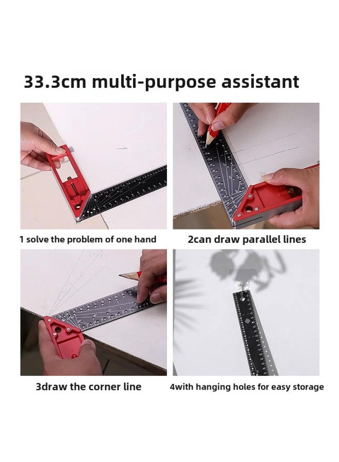 Multifunctional Straight Angle Ruler 90 Degree Angle Ruler Woodworking Special 45 High Precision Industrial Grade Positioning Line Thickening Angle Ruler-Model:Red Handle Woodworking Square - Image 5