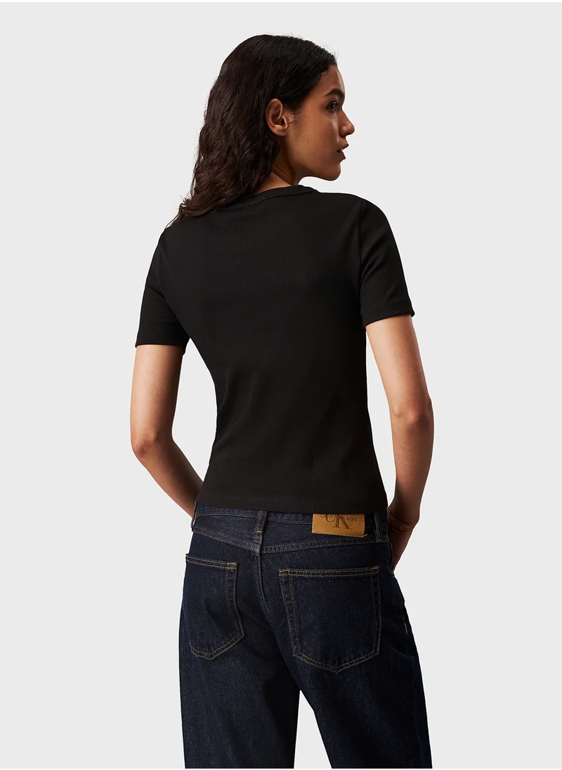 كالفن كلاين جينز WOVEN LABEL RIB FITTED TEE