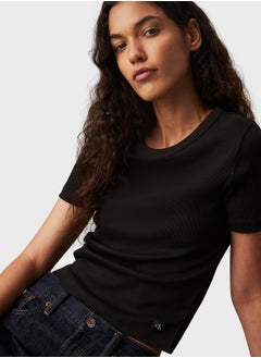 Calvin Klein Jeans WOVEN LABEL RIB FITTED TEE  - Image 3