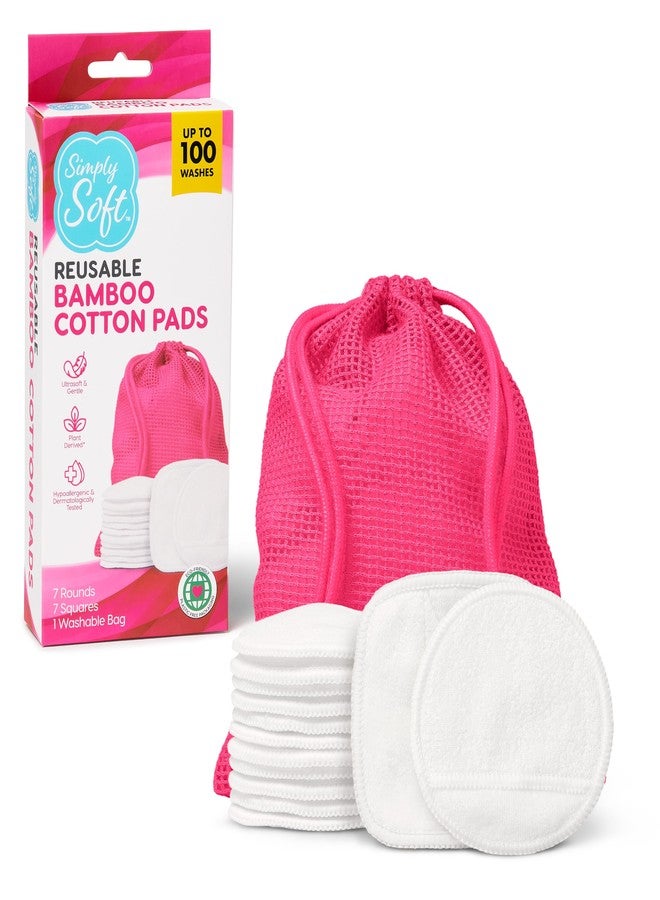 Medline Simply Soft Reusable Cotton Rounds, 14 Count, Makeup Remover Pads for All Skin Types, Sustainable, Minimizes Waste, Dermatologically Tested (7 Rounds and 7 Squares with 1 Washable Mesh Bag) - Image 1