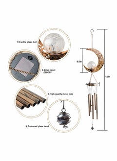 Y&D Solar Wind Chimes for Outside Hanging Outdoor Decor Moon Chime Crackle Glass Ball Warm LED Light Unique Memorial Gift Used Garden Landscape Decoration  - Image 2