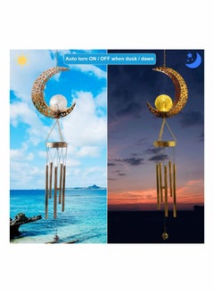 Y&D Solar Wind Chimes for Outside Hanging Outdoor Decor Moon Chime Crackle Glass Ball Warm LED Light Unique Memorial Gift Used Garden Landscape Decoration  - Image 5