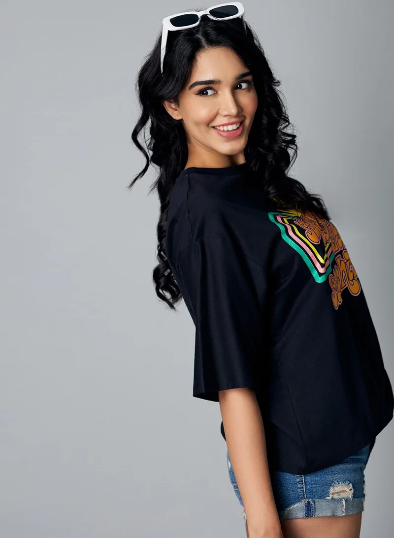 Zigzag Stay In The Sushine Oversize Printed T-shirt