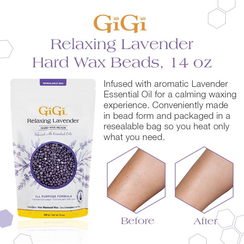 GiGi Hard Wax Beads for Hair Removal - Relaxing Lavender, Waxing Beads for Face, Body, and Sensitive Areas, 14 oz - Image 2