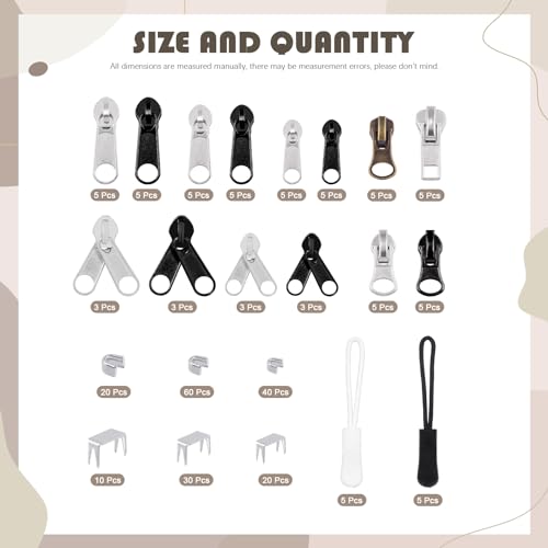 SHRJ 250Pcs Zipper Replacement Zipper Repair Fix Kit Zipper Slider Set for Fixing Luggage Bags, Coats, Jean, Jackets, Tents - Image 2