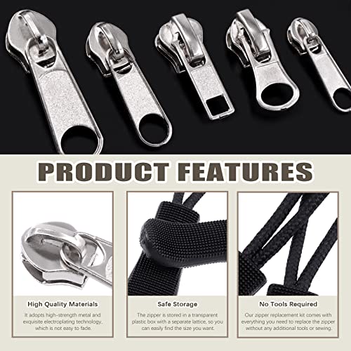 SHRJ 250Pcs Zipper Replacement Zipper Repair Fix Kit Zipper Slider Set for Fixing Luggage Bags, Coats, Jean, Jackets, Tents - Image 3