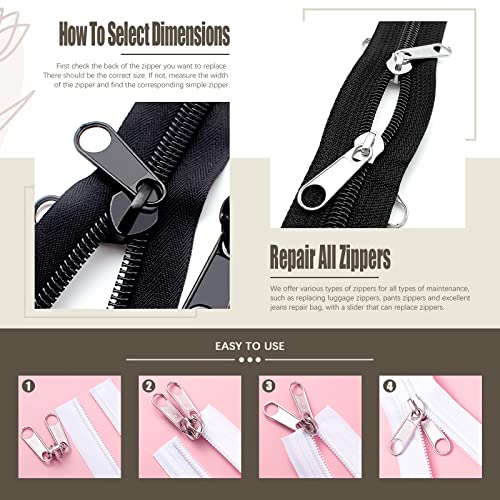 SHRJ 250Pcs Zipper Replacement Zipper Repair Fix Kit Zipper Slider Set for Fixing Luggage Bags, Coats, Jean, Jackets, Tents - Image 4