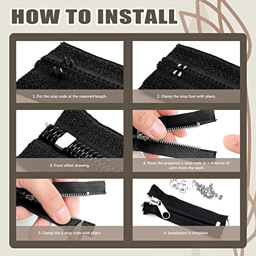 SHRJ 250Pcs Zipper Replacement Zipper Repair Fix Kit Zipper Slider Set for Fixing Luggage Bags, Coats, Jean, Jackets, Tents - Image 5