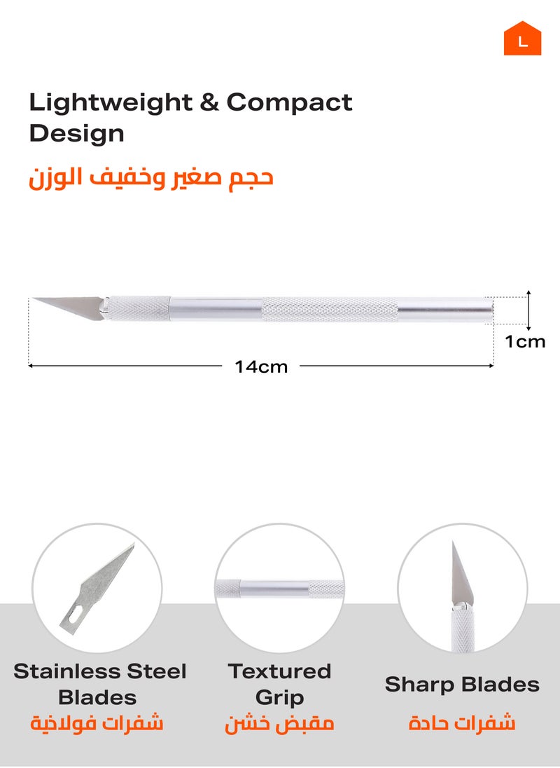 LAWAZIM - Precision Cutter with Extra Cutting Edges – Aluminum Craft Cutter, Hobby Tool with 5 Stainless Steel Replaceable Cutting Tips and Safety Caps – Ideal for DIY Projects, Paper Cutting, Crafting, Scrapbooking, and Model-Making - Image 1