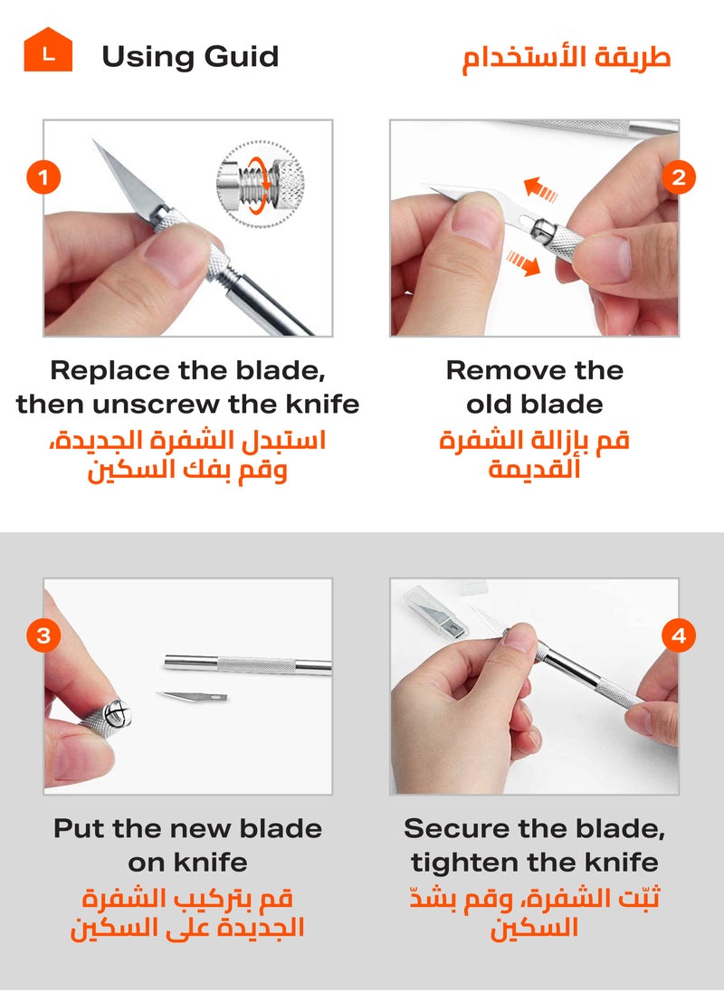 LAWAZIM - Precision Cutter with Extra Cutting Edges – Aluminum Craft Cutter, Hobby Tool with 5 Stainless Steel Replaceable Cutting Tips and Safety Caps – Ideal for DIY Projects, Paper Cutting, Crafting, Scrapbooking, and Model-Making - Image 1