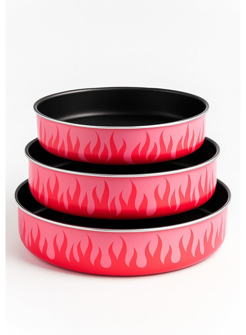 Extra 3-piece round oven tray set for baking and pizza, high-thickness, non-stick, made of original Teflon, sizes 28/30/32 cm - Image 1