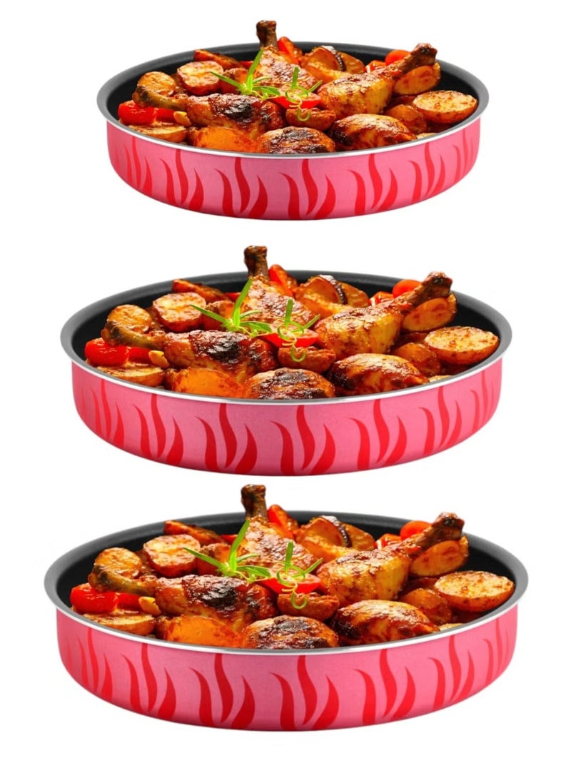 Extra 3-piece round oven tray set for baking and pizza, high-thickness, non-stick, made of original Teflon, sizes 28/30/32 cm - Image 2