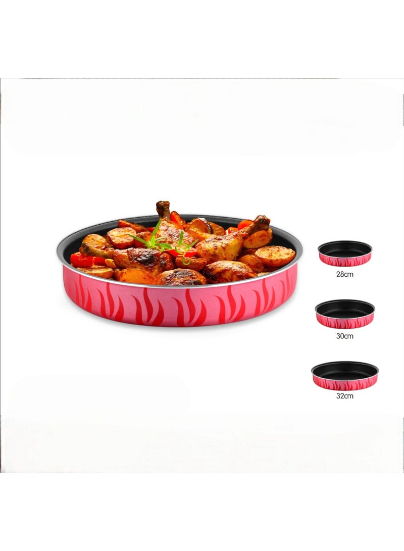 Extra 3-piece round oven tray set for baking and pizza, high-thickness, non-stick, made of original Teflon, sizes 28/30/32 cm - Image 4