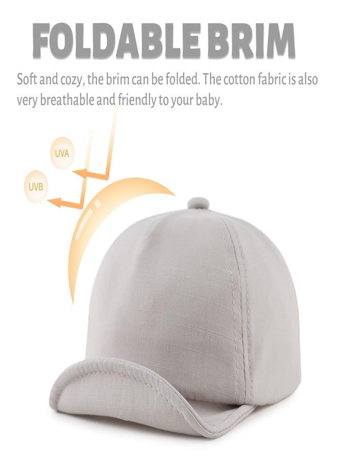 OMUKY Cotton Baby Toddler Hat Sun Protection Toddler Baseball Hat Infant Boys Girls Beach Cap Cute Baby Baseball Cap(Sky Blue+Gray,48cm) - Image 3
