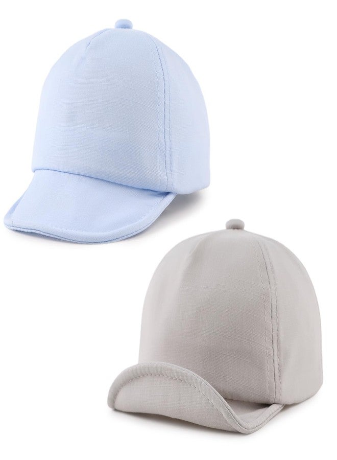OMUKY Cotton Baby Toddler Hat Sun Protection Toddler Baseball Hat Infant Boys Girls Beach Cap Cute Baby Baseball Cap(Sky Blue+Gray,48cm) - Image 1