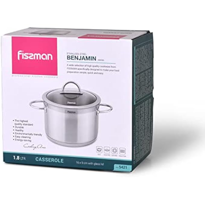 Fissman Stainless Steel Stockpot Benjamin 16X9Cm18L With Glass Lid - Image 3