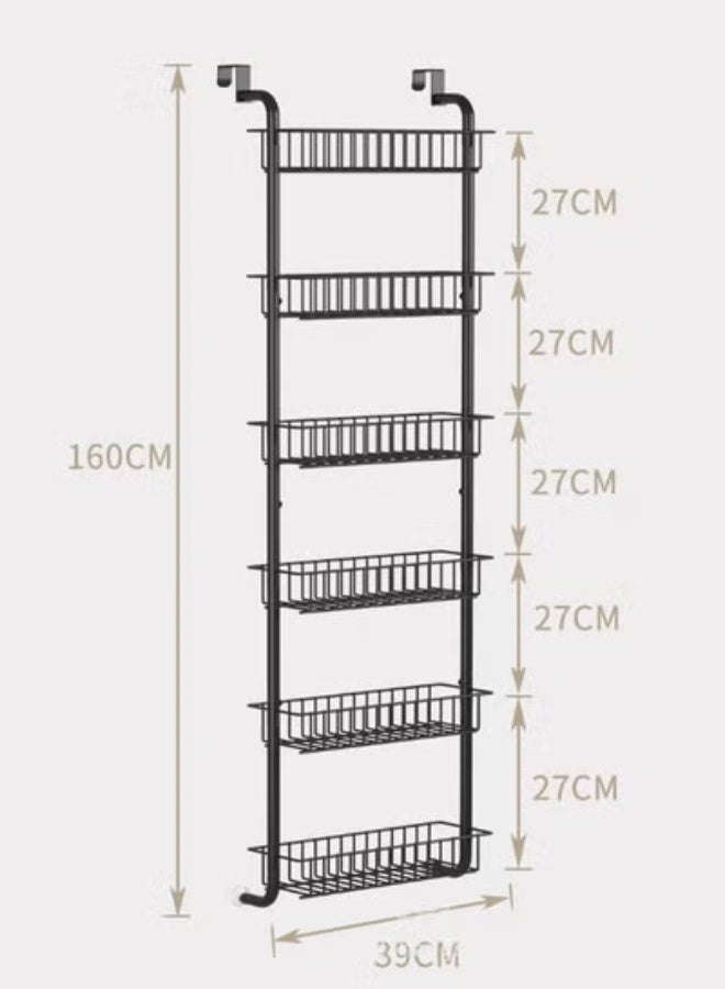 KLNAMAEAAN منظم المخزن فوق الباب - رف تخزين معدني ب 6 طبقات مع أرفف قابلة للفصل لتنظيم المطبخ والمخزن - Image 2