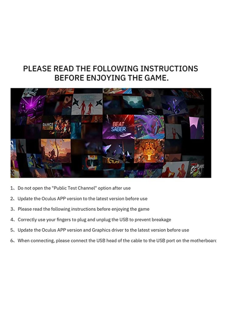 Beauenty Link Cable Compatible for Oculus Quest 2 Fast Charing and PC Data Transfer USB C 3.2 Gen1 Cable for VR Headset and Gaming PC - Image 4