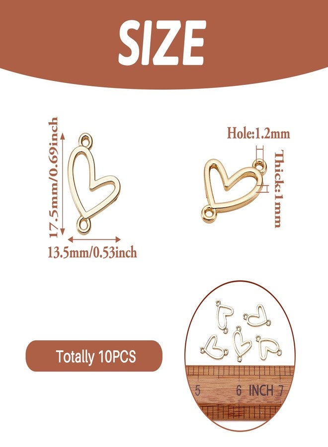EEE ELECRELIVE 10Pcs Gold Heart Charms Heart Link Pendants Light Gold Connector Charms Double Loops Love Ring Pendants for Earrings Bracelet Necklace Macrame Making - Image 4