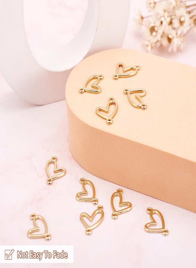 EEE ELECRELIVE 10Pcs Gold Heart Charms Heart Link Pendants Light Gold Connector Charms Double Loops Love Ring Pendants for Earrings Bracelet Necklace Macrame Making - Image 2