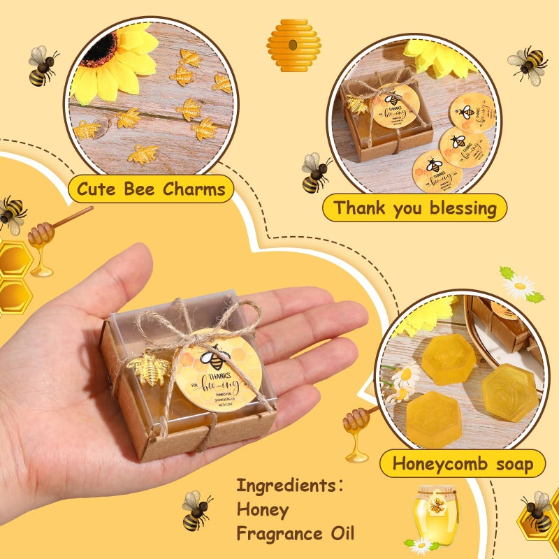 Dimsile 24 Set Baby Shower Bee Party Favors Honeycomb Bee Soap Handmade Scent Soaps with Gift Box Thank You Cards cute Charms for Guest Gender Reveal Keepsake Wedding gifts Decorations (Transparent) - Image 3